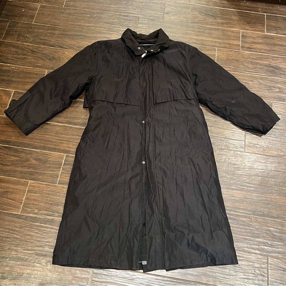 London Fog Men's Iconic Trench Coat Dark Black 40 Reg Removable Belt CC